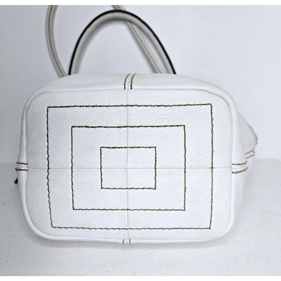 TIGNANELLO White Soft Pebble Leather Shoulder Bag Handbag Multi-pocket - Picture 8 of 14